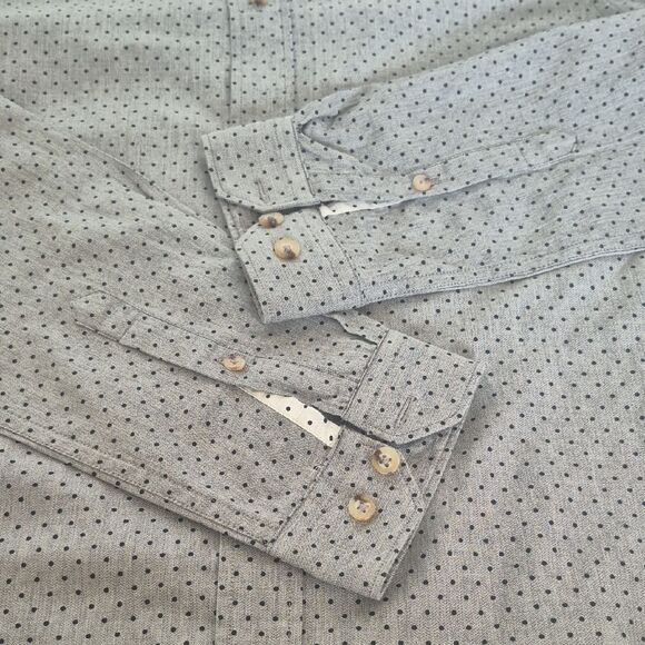 Ben Sherman Soho Slim Fit Charcoal Polka Dot Button Down Shirt - Picture 14 of 16